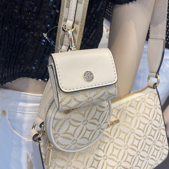 MICHAEL KORS Jet Set Travel Small Logo Jacquard Crossbody With Tech Attach NWT - Picture 8 of 16